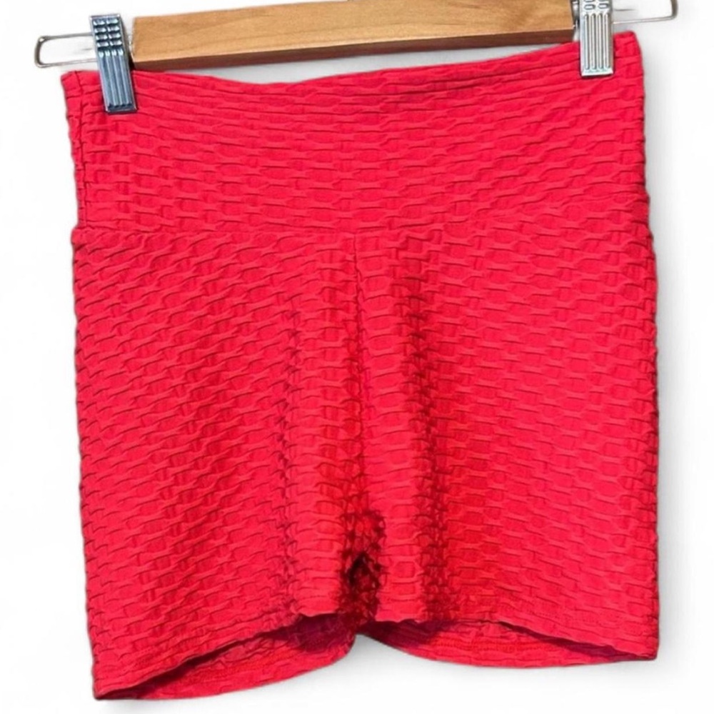 Bold Red Textured Women's Bike Shorts